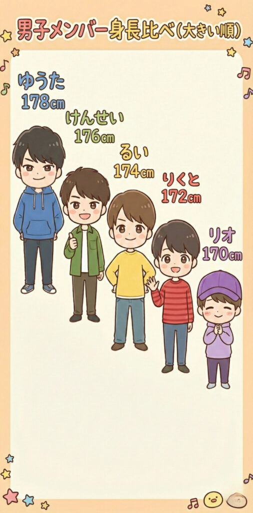 今日好きテグ男子メンバー身長比較